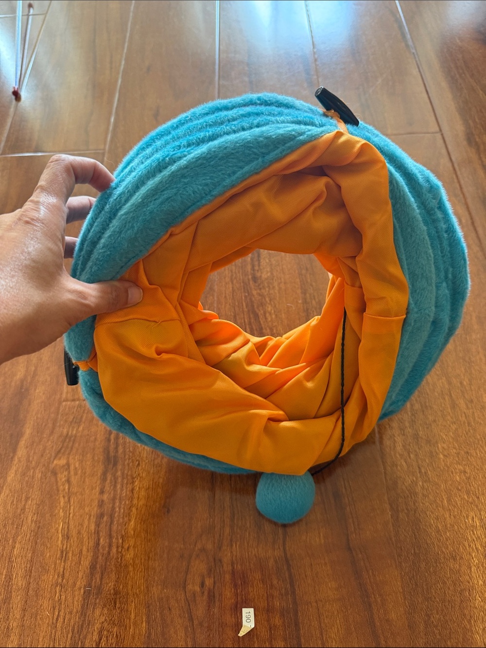 Kids Blue & Orange Plush Neck Pillow Scarf